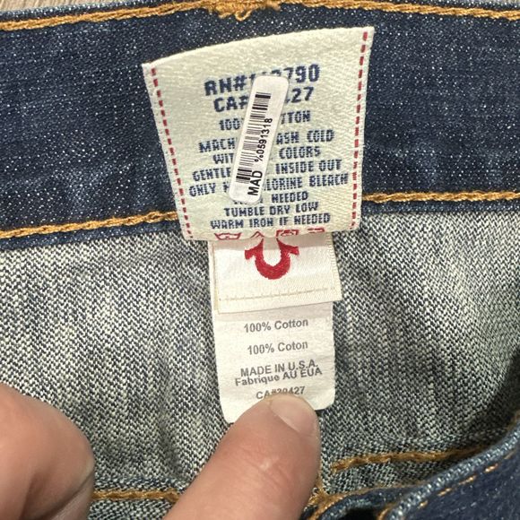 True Religion Ricky Straight Fit Flap Pocket Jeans Baggy Y2K Skate Mens 40x34 - Picture 12 of 12